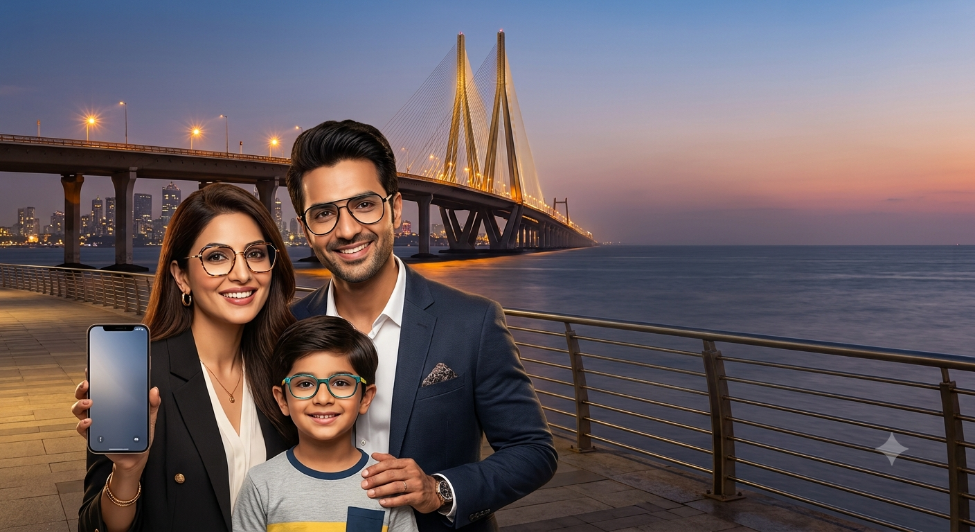 Affordable family eyewear store in Mumbai offering trendy spectacles, glasses, and free home eye test services.